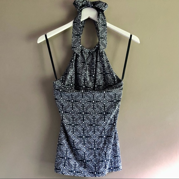 BANANA REPUBLIC Black White Geometric Leaf Halter - Picture 6 of 7
